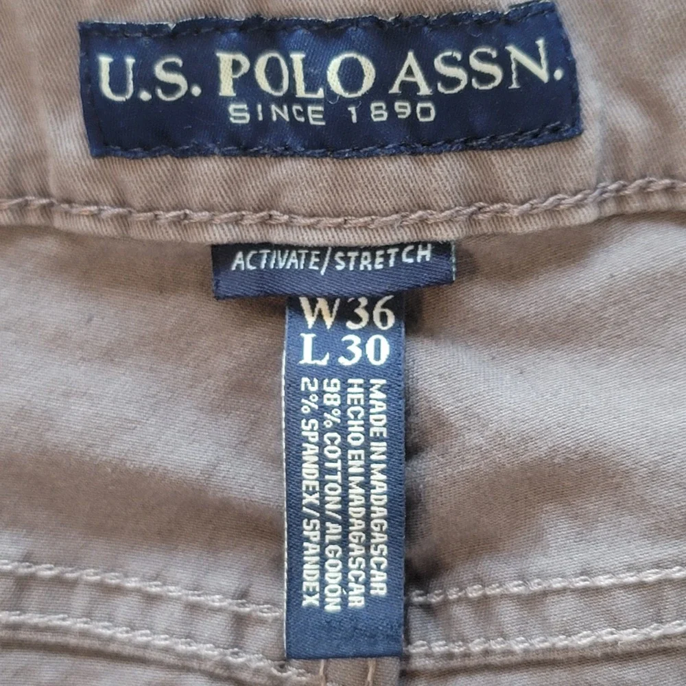 U.S. Polo‎ Assn. Pants Mens 36x30 Taupe Brown Straight Leg Activate Stretch